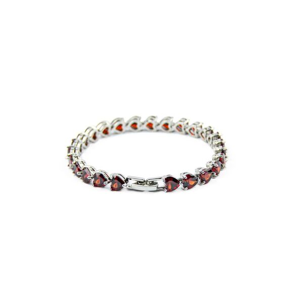 The Skyline Collection July Birthstone Simulated Red Ruby Heart Tennis Bracelet - Picture 4 of 5